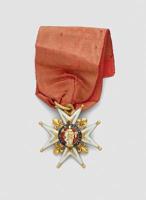 an image of a red ribbon with a gold star on it