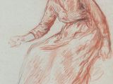 an image of a drawing of a woman sitting on a chair