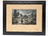an image of a picture of a house in the woods