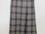 a woman ' s skirt with a blue and yellow plaid pattern