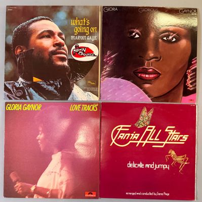 trois albums vinyles consacrés à divers styles de musique africaine des années 1970 et du début des années 1970