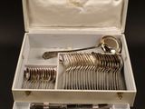 a box with silverware in it on a black surface