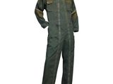 an image of a green coverall with zippers on the front and side