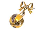 an image of a gold and purple ball with a bow on it