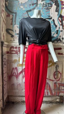 Ensemble Couture T.S A.VAUTHIER 2 pièces Top Jersey satiné Noir et Pan - Photo 1