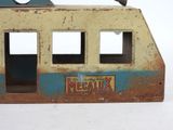 a toy train that is sitting on a white surface