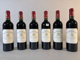 six bouteilles de vin sont alignées sur une table