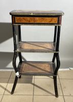 Petite table à couture rectangulaire en bois noirci et ronce… (photo 4)