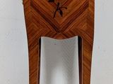 an image of a small wooden table with a marble top