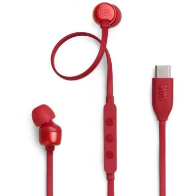 une image représentant une paire d'écouteurs rouges reliés à un câble USB