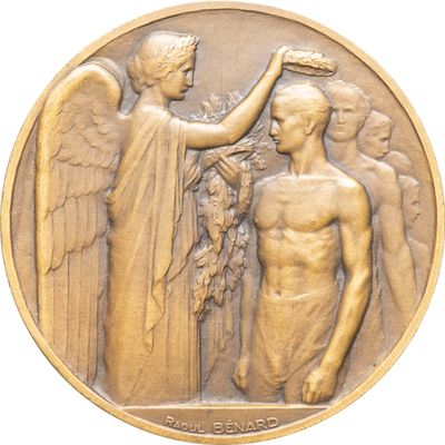 une image représentant une médaille de bronze sur laquelle figurent un homme et une femme