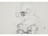 an image of a drawing of a woman sitting on a motorcycle