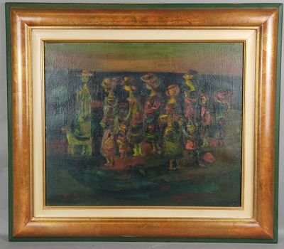 Ecole française XXème. 'Procession festive', Huile sur toile…