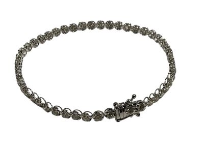 BRACELET « ligne » en or blanc 750/1000 (poinçon tête d'aigl…