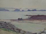une aquarelle d'un bateau sur l'eau