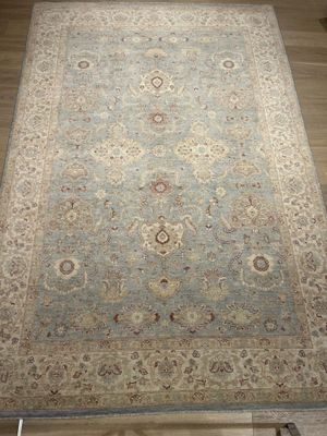 Tapis zigler afghan, fond, bleu clair et bordure beige 320 x…