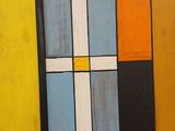 a painting on the wall of a building that has a cross painted on it