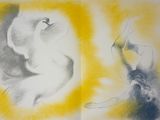 drawing of a man and a woman in a yellow and white picture