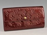 louis vuitti wallet purse in red patent