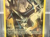 a close up of a pokemon card in a plastic case