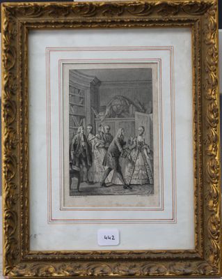 un dessin représentant un homme et une femme dans une pièce