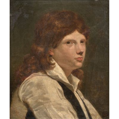 une image représentant un tableau d'une femme vêtue d'une chemise blanche et d'une cravate noire
