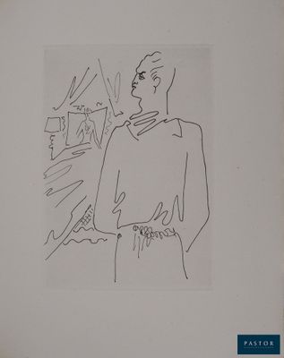 une image représentant le dessin d'un homme debout devant une fenêtre