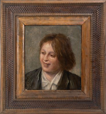 Portrait d'un garçon en veste en cuir, par [nom de l'artiste]