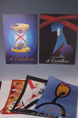 four cards with a picture of a woman holding a hourglass and a hourglass
