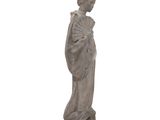 statue of a woman holding a fan and a fan in her hand