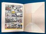 an open book with a comic strip inside of it