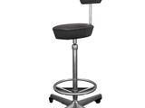 an image of a black stool sitting on top of a metal base
