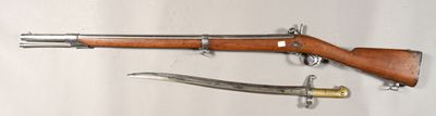 deux types d'armes différents exposés sur une surface blanche
