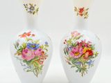 deux vases avec des fleurs peintes sur une surface blanche