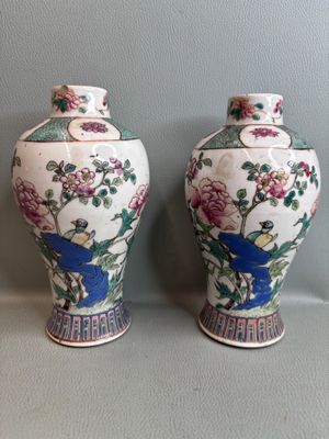 paire de vases chinois ornés d'oiseaux et de fleurs