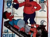 affiche française représentant un personnage de dessin animé arrêté par un taureau