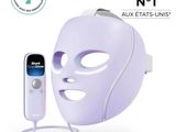 an image of a white and purple mask with a remote in front of it