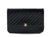 chanel black quilted leather wallet