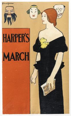 la couverture du livre *Harper's March*, sur laquelle figure une femme en robe noire