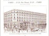 an image of a drawing of a building with people walking around it