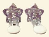 two star shaped buttons attached to the back of a pair of shoes