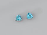 a pair of blue topaze trillion shaped earrings