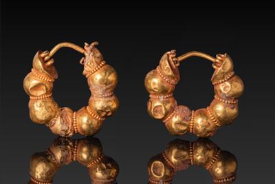 Paire DE Boucles D'Oreilles Assorties EN OR Fin DE LA Grece …