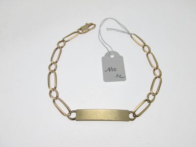 bracelet d'identité maille alternée or 750°/°°, la plaque … - Photo 1