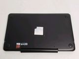 a black laptop with a sticker on the back of it