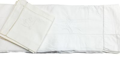 PARURE DE LIT à jours de Venise avec retour, broderie de paq… - Photo 1