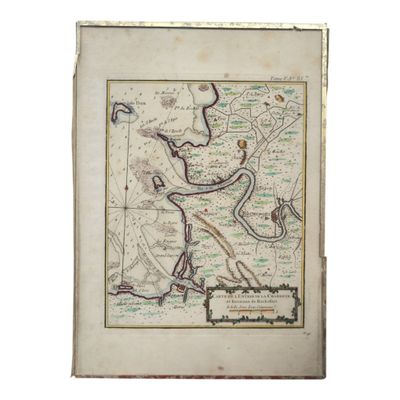 une vieille carte représentant une rivière, avec un cours d'eau qui la traverse