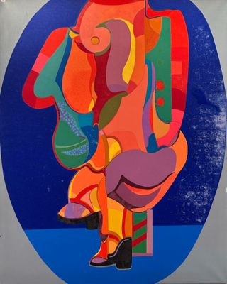 an image of a painting of a man sitting on top of a chair