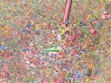 a drawing of a bunch of colorful objects on the ground