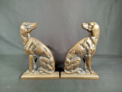 pair of antique brass greyhound dog bookends